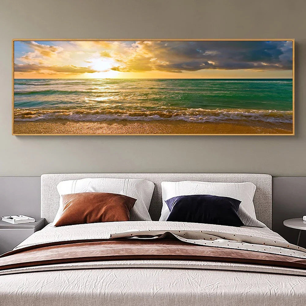 Modern Natural Beach Landscape Wall Art Poster Prints Sea Sunset