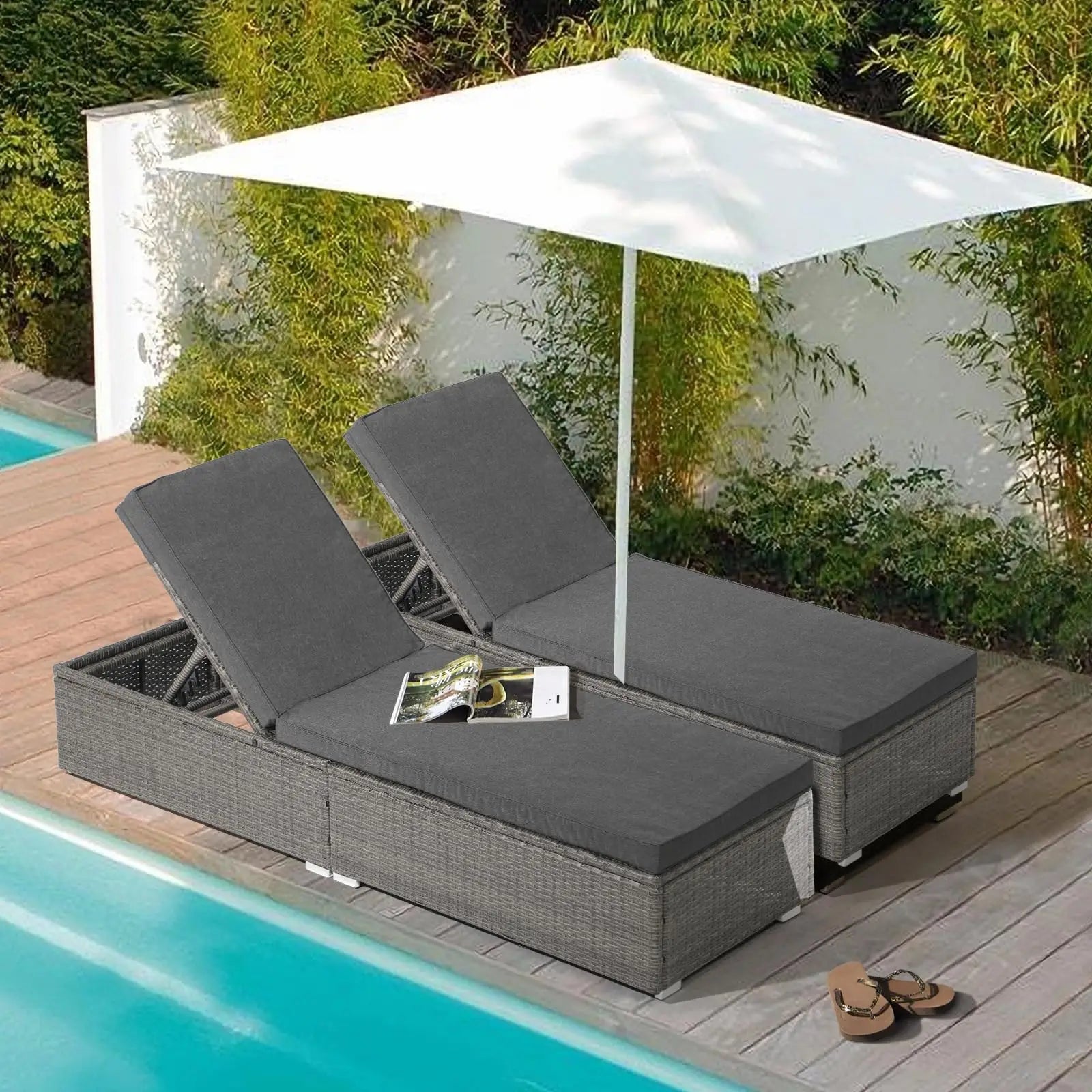 Outdoor Chaise Lounge Chairs, 2 Pieces  Wicker