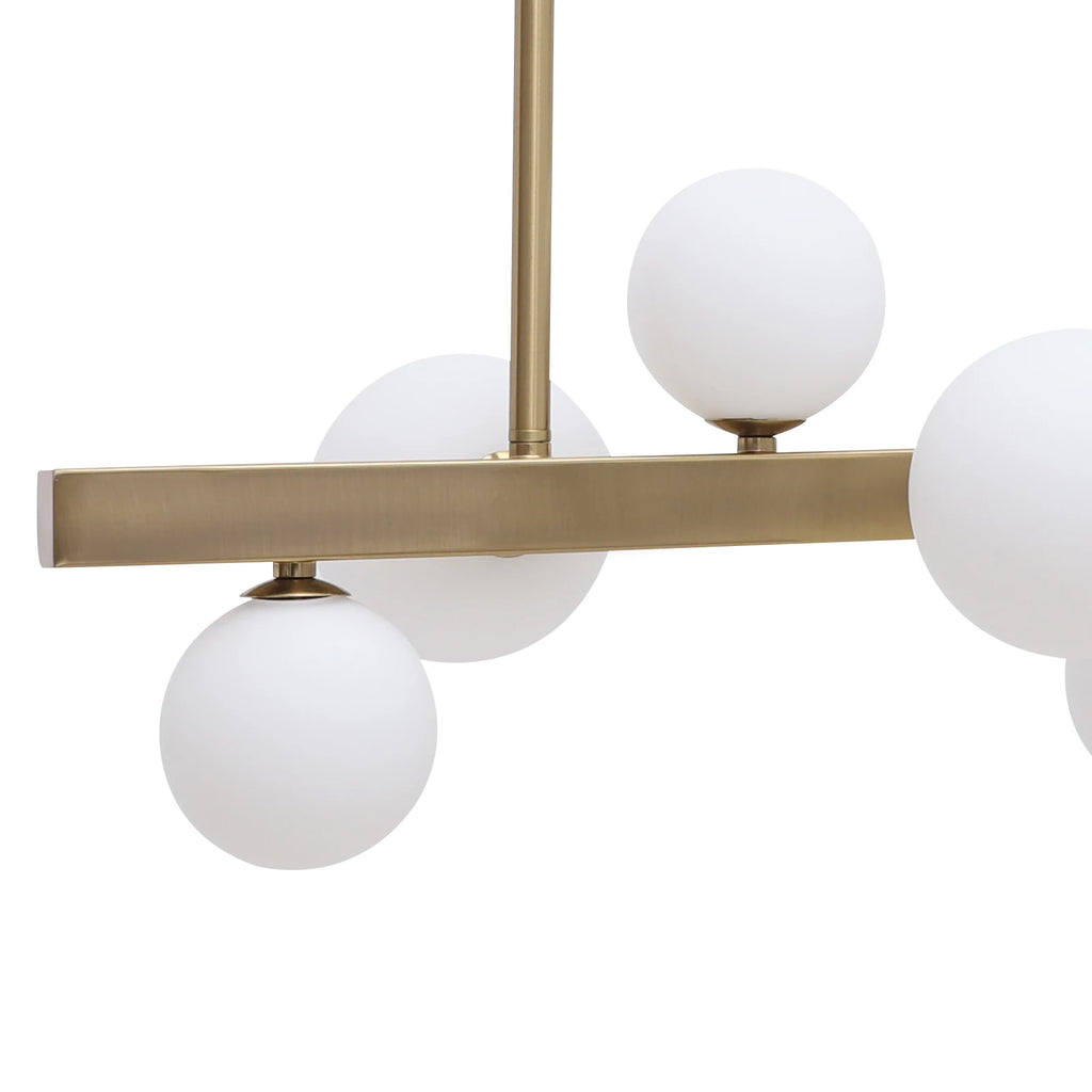 Mid Century Modern Chandelier Linear 7-Light Gold Pendant Light LED