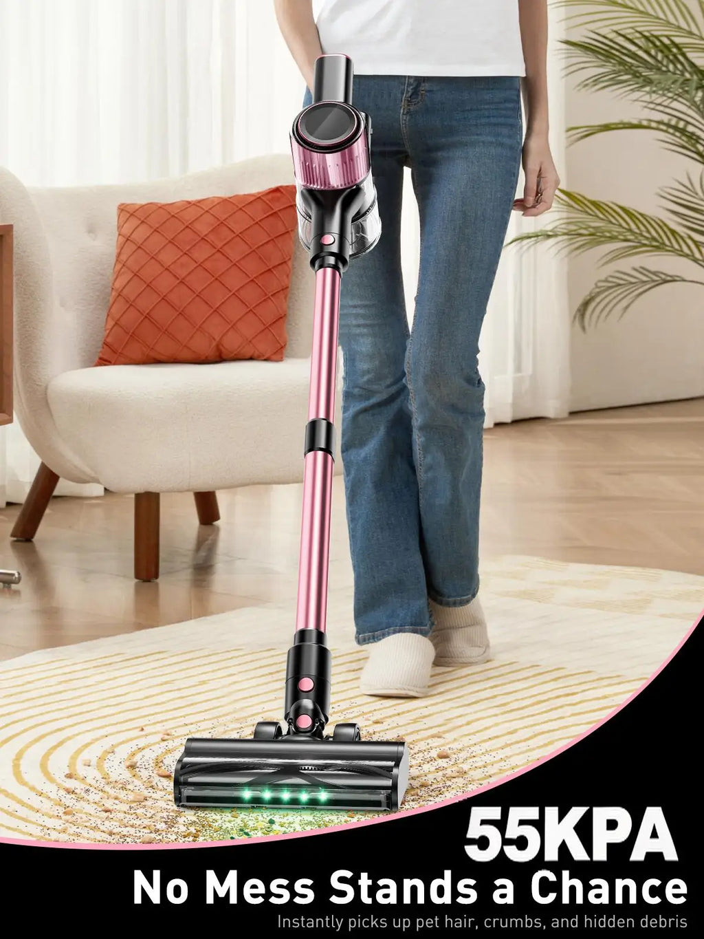 Cordless Vacuum Cleaner, 500 W/45min 10 in 1 Powerful Stick Vacuum Cleaner