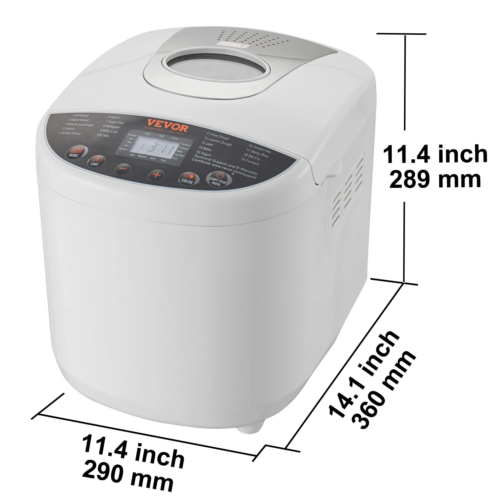 2/3 LB Bread Maker 15-in-1 Dough Machine Nonstick