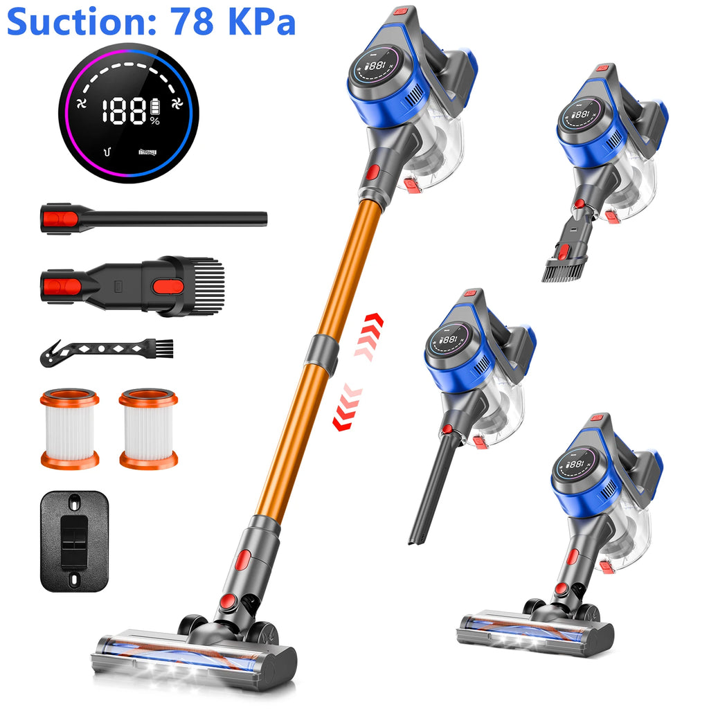 Powerful Cordless Vacuum Cleaner 78KPA 45Min Lightweight Stick Vacuum