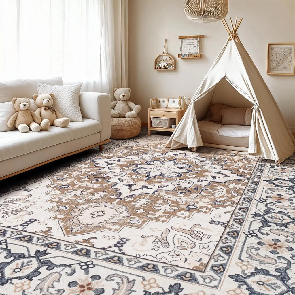 UPGRADE your home with a Vintage Boho Area Rug 8x10 , Floral Brown