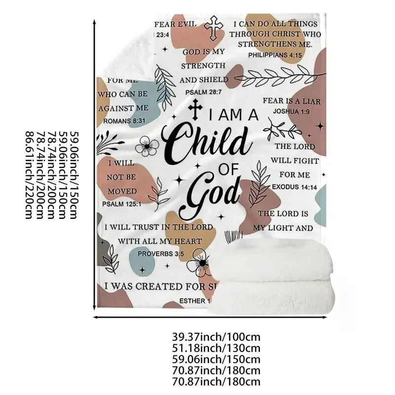 Christian Themed Letter Pattern Napping Blanket Select Size