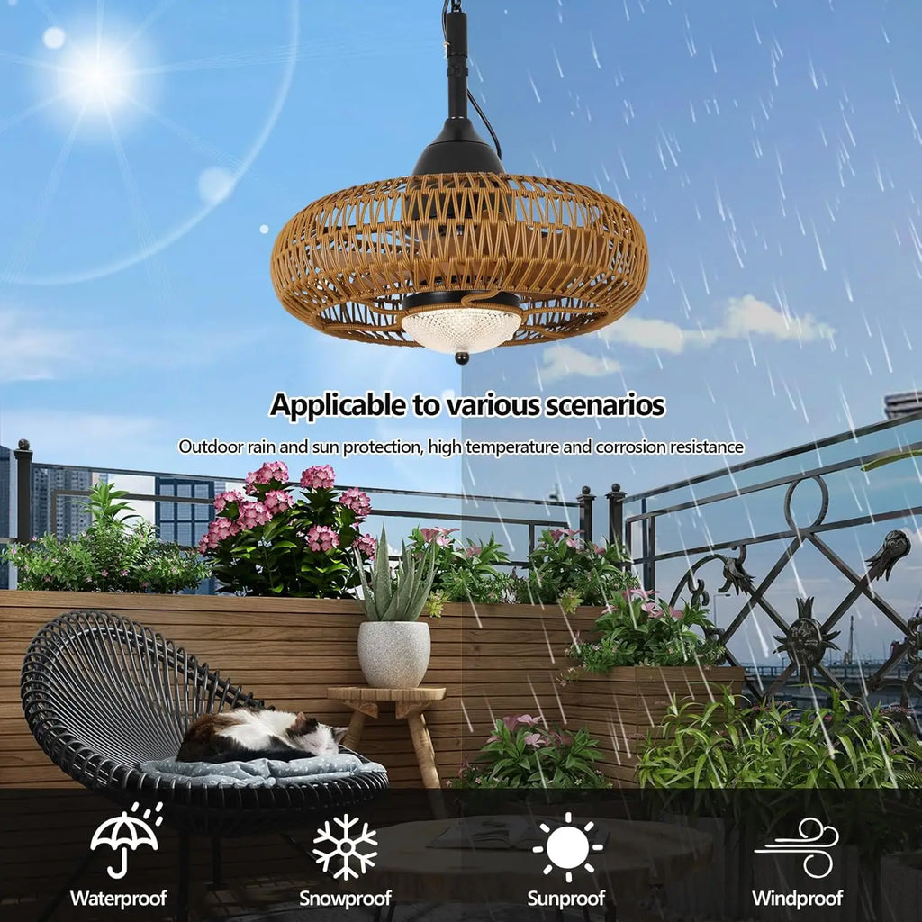 Waterproof Outdoor Ceiling Fan with Lights Remote Control Wet Rated