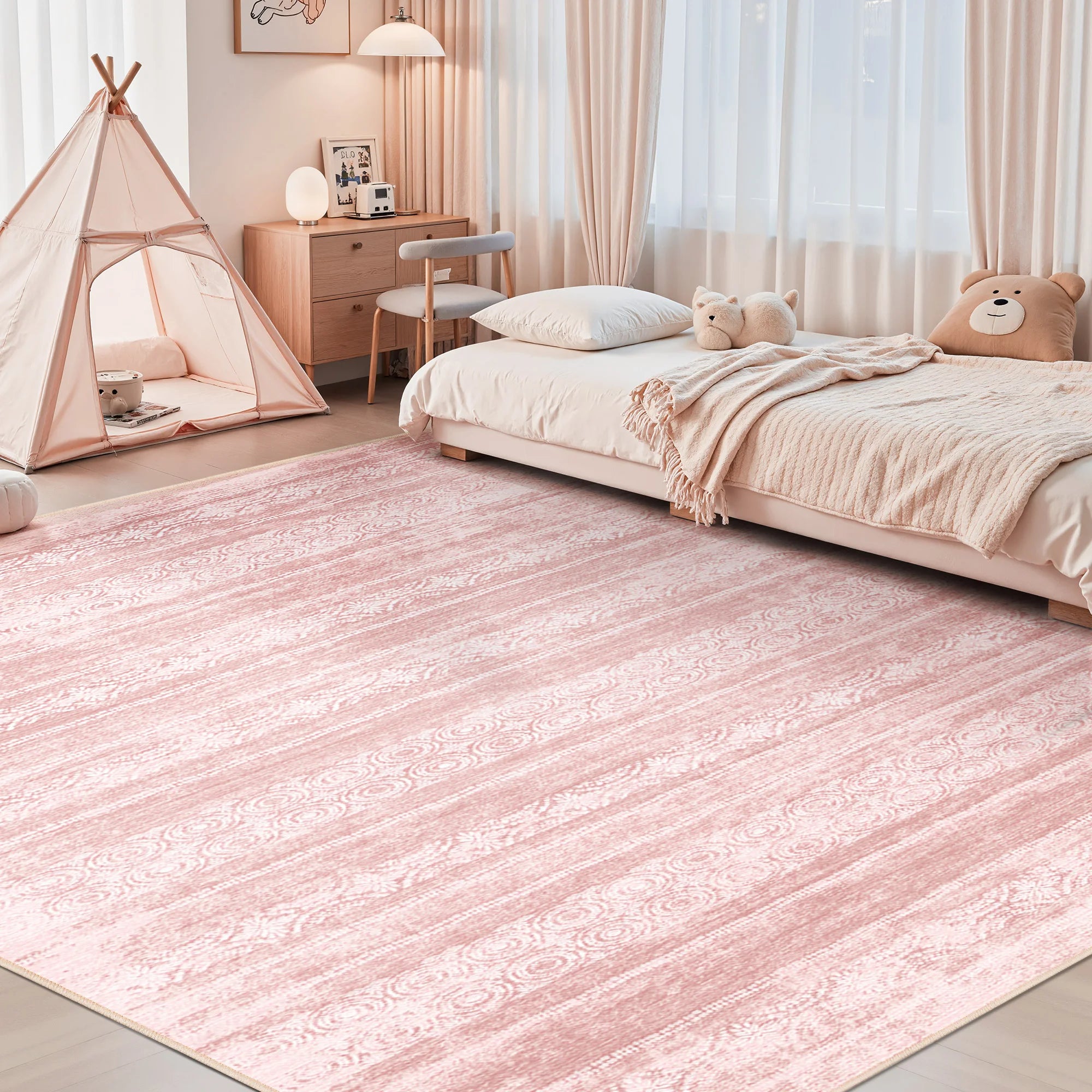 So Soft Dusty Pink 8x10 Rug - Cute Modern Boho -  Perfect For Indoor