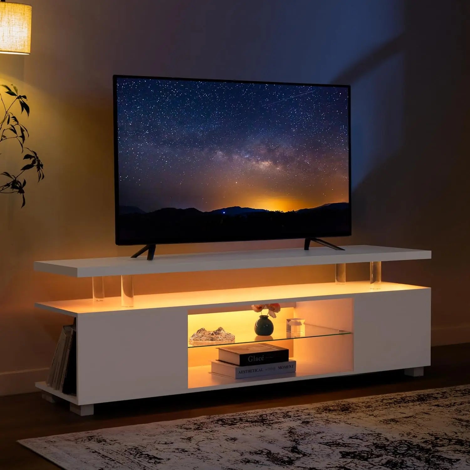 White TV Stands for Living Room LED TV Stand Modern