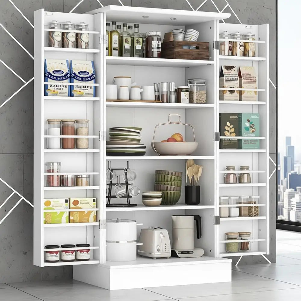 Kitchen Pantry Cabinet with Doors and Adjustable Shelves, I