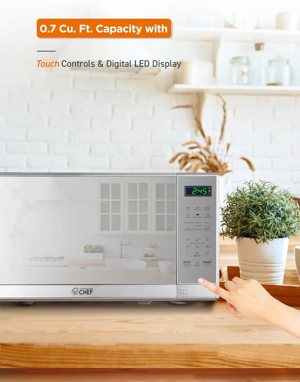 Perfect Size Countertop Microwave Oven, 700W with Digital LED