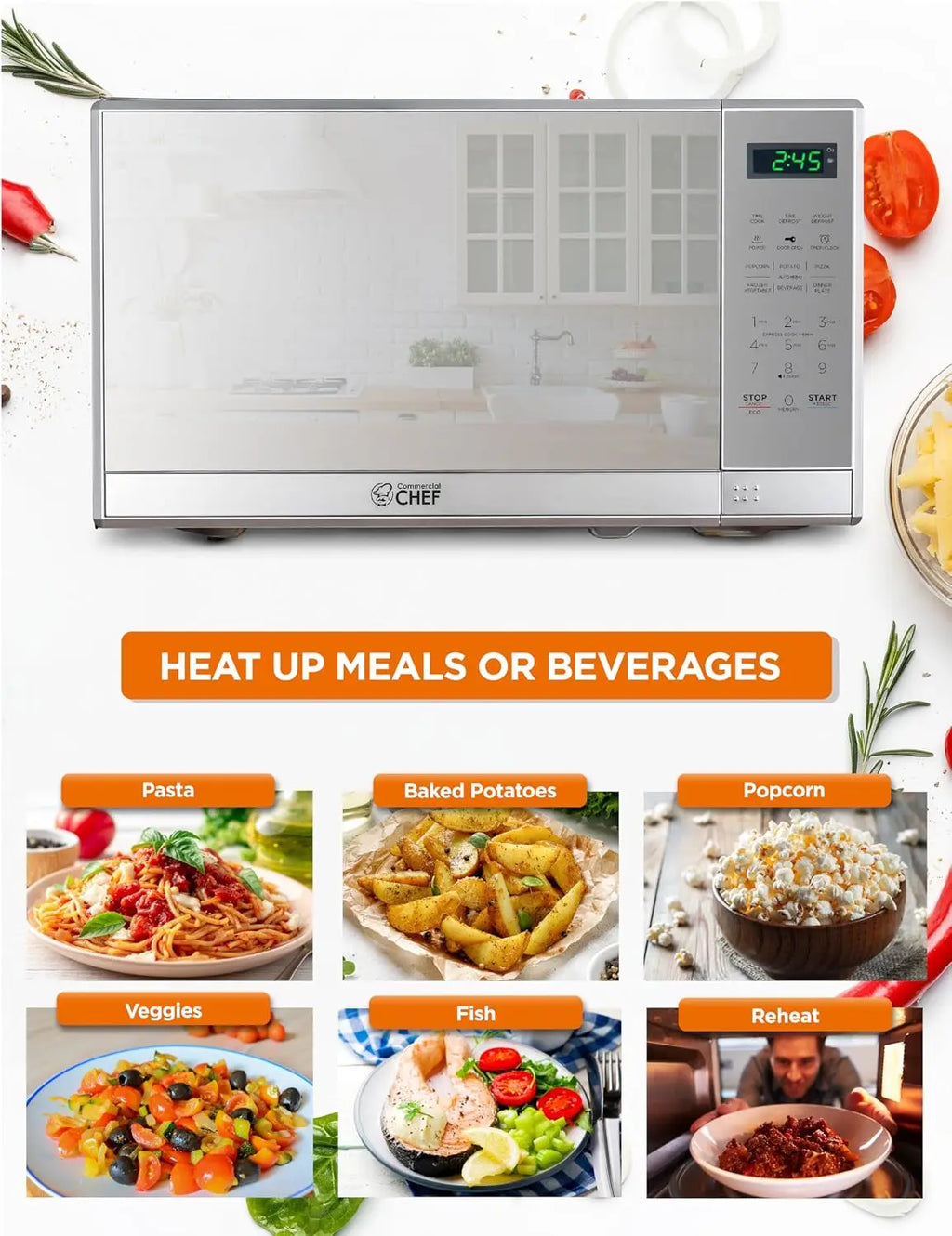 Perfect Size Countertop Microwave Oven, 700W with Digital LED