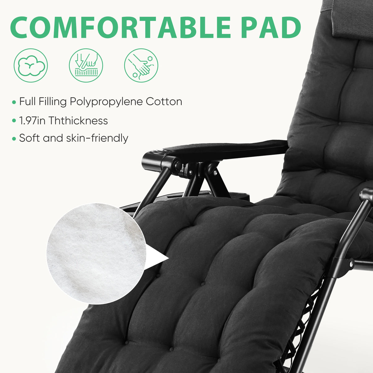 Zero Gravity Recliner Patio Lounge Chair ,Portable with Cup Holders