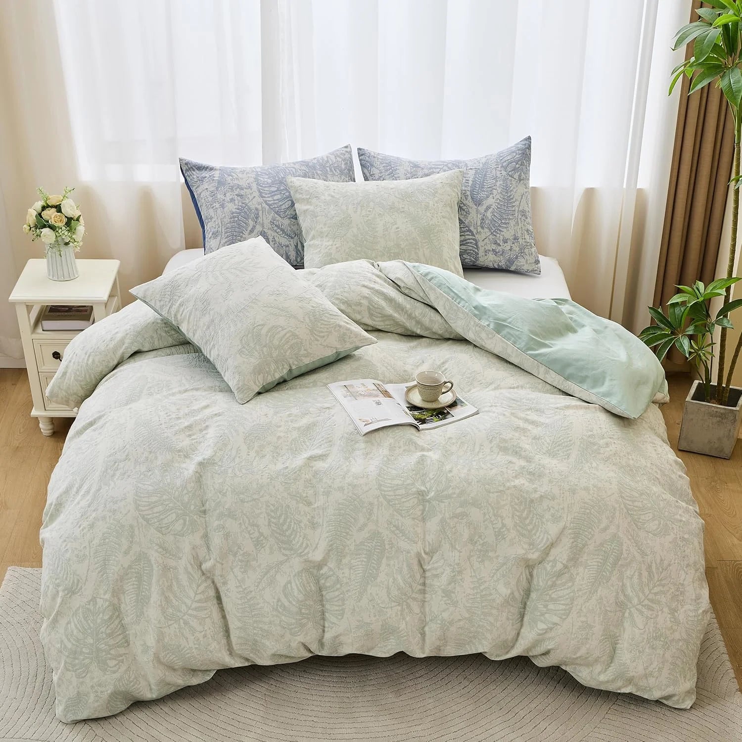 Simple&Opulence Jacquard Duvet Cover Set 3 Pcs  Various Botanical Patterns