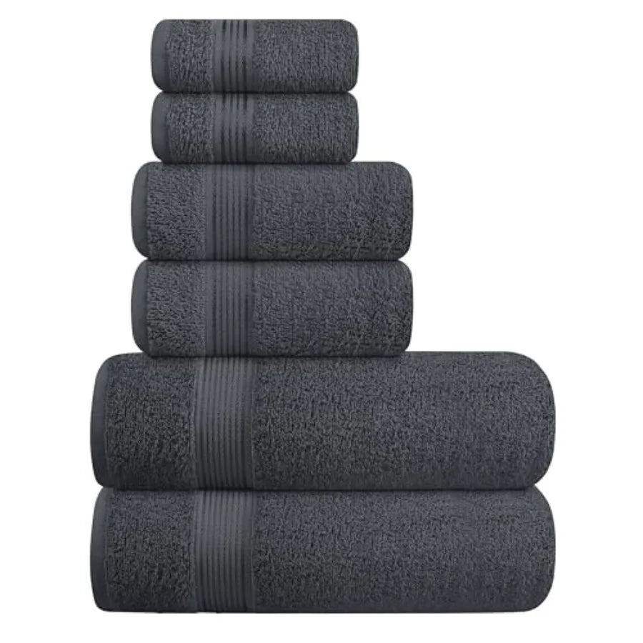 Ultra Soft 6 Pack Cotton Towel Set, Assorted Colors