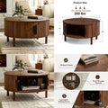 Sleek MidCentury, Walnut 30.0D x 16.3H, Round Coffee Table