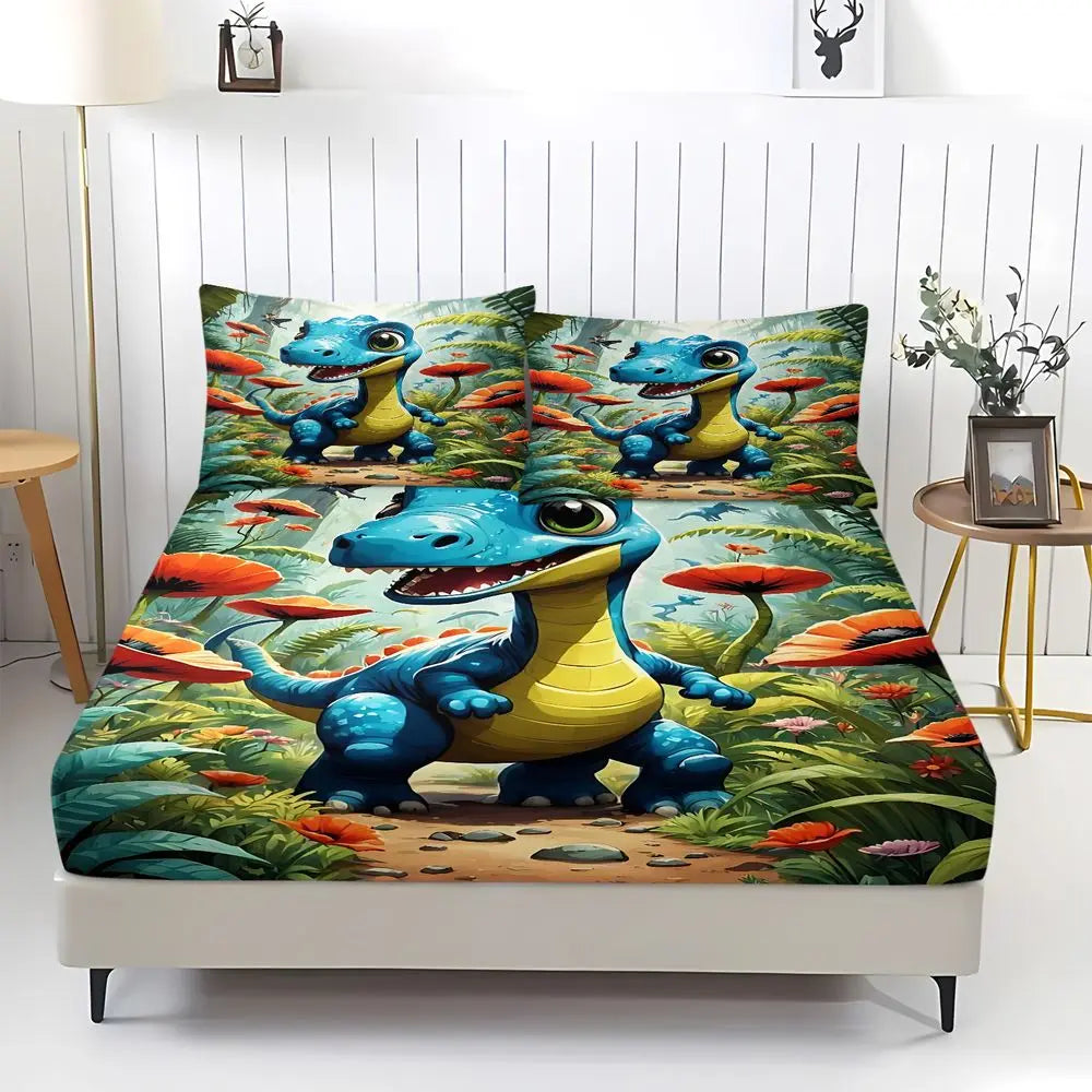 Dinosaur Print Fitted Bedding Set