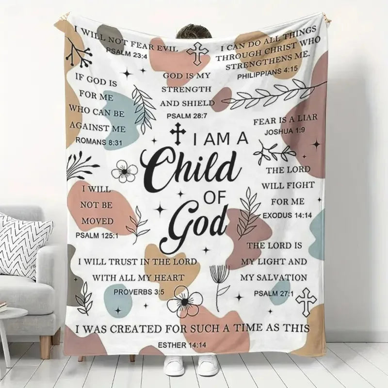 Christian Themed Letter Pattern Napping Blanket Select Size