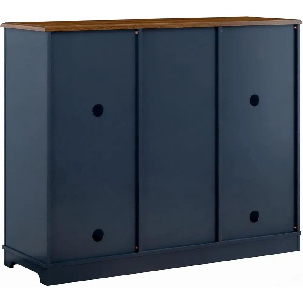 Navy Blue 42 Wine Cabinet with Double Doors, Glass Front