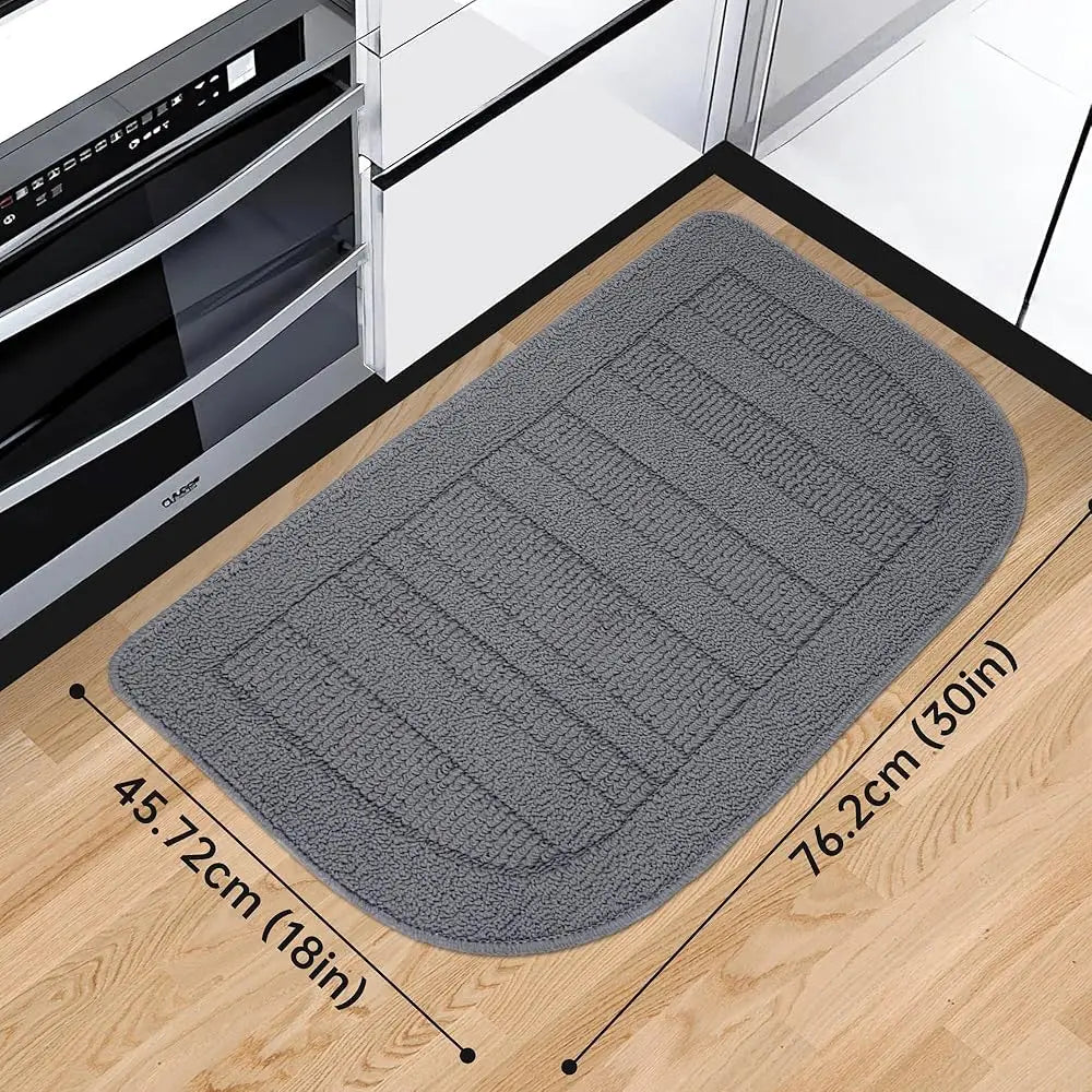 30X18 H Kitchen Rug Mats, Durable Anti-Slip Washable (Grey)