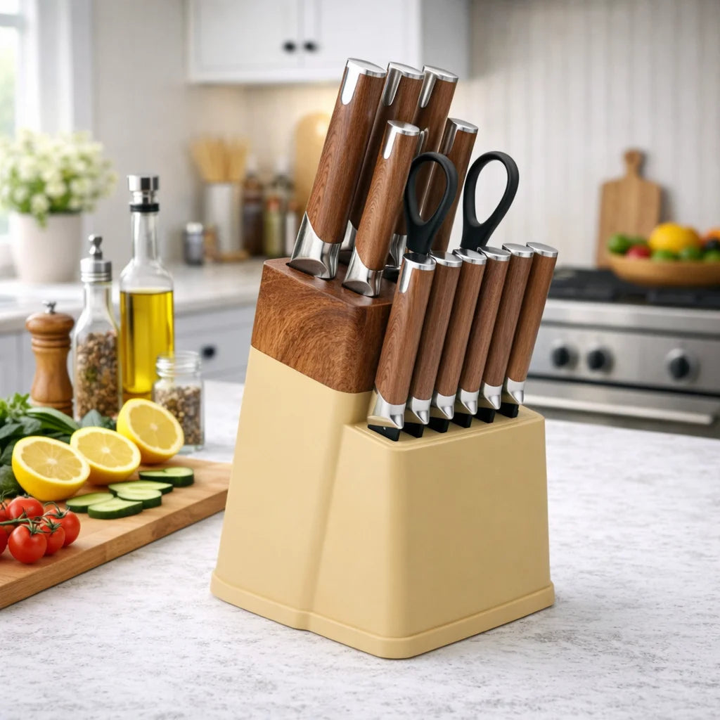 Awesome Gift Professional Kitchen Knife Block Set with 6 Steak Knives