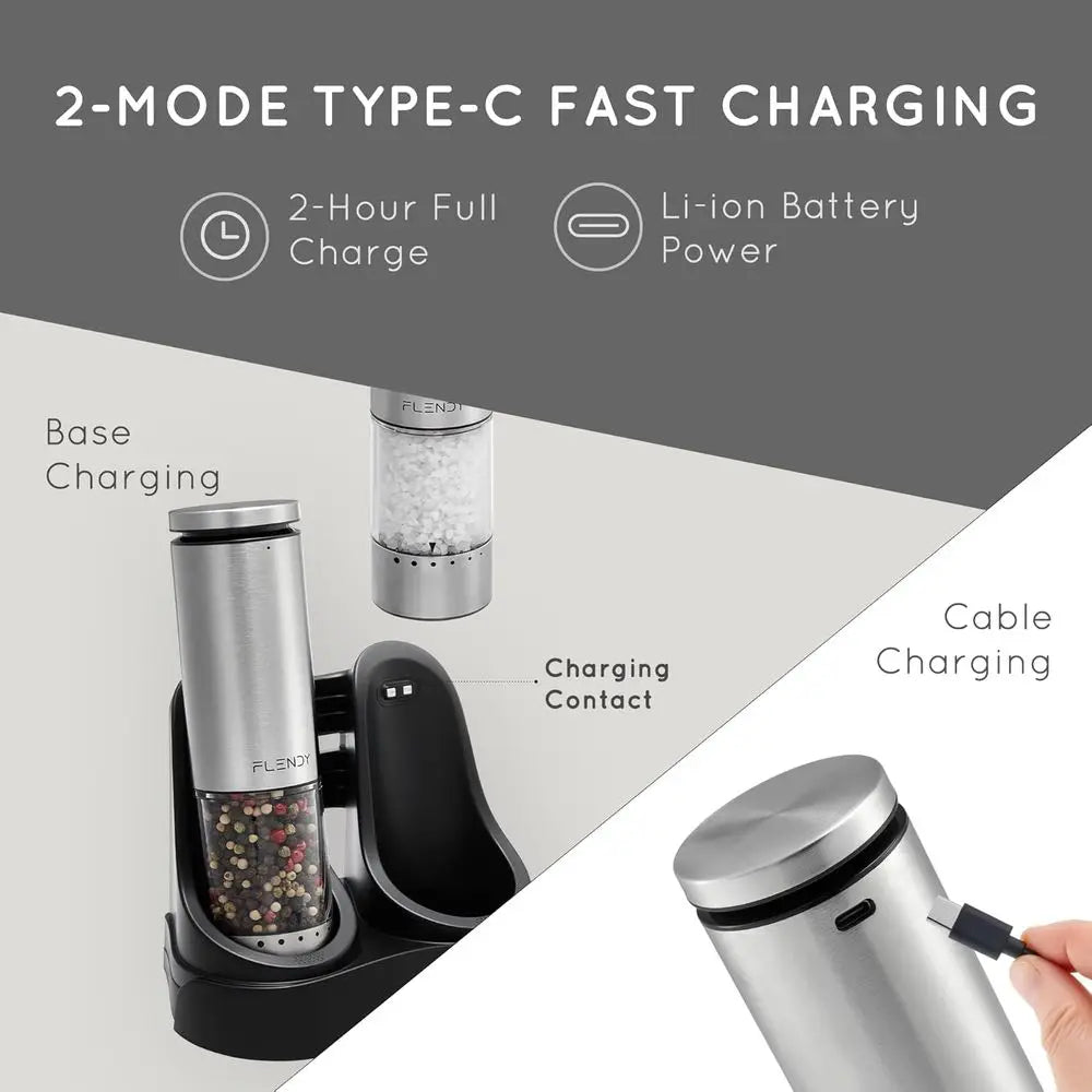 Rechargeable Automatic Salt and Pepper Grinder Set