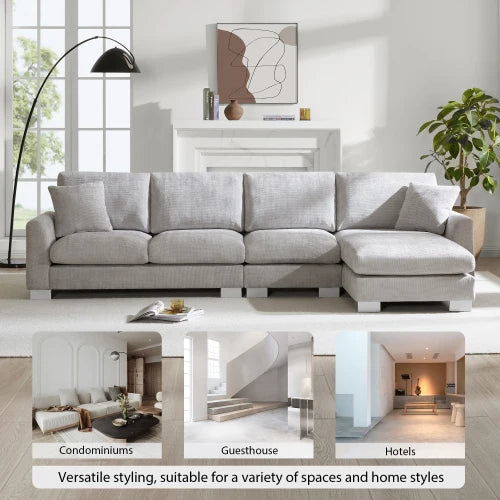 Luxury Modern 119x55" Oversized Sectional Sofa, L-shaped 