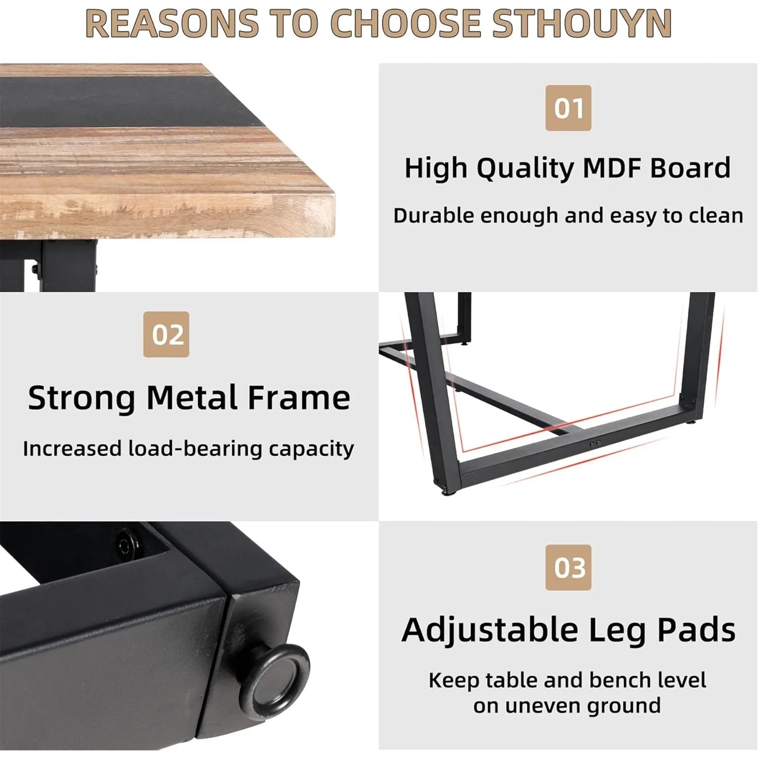 Large Dinner Table for 6 8 Seat Dining Room Table 71" 6ft