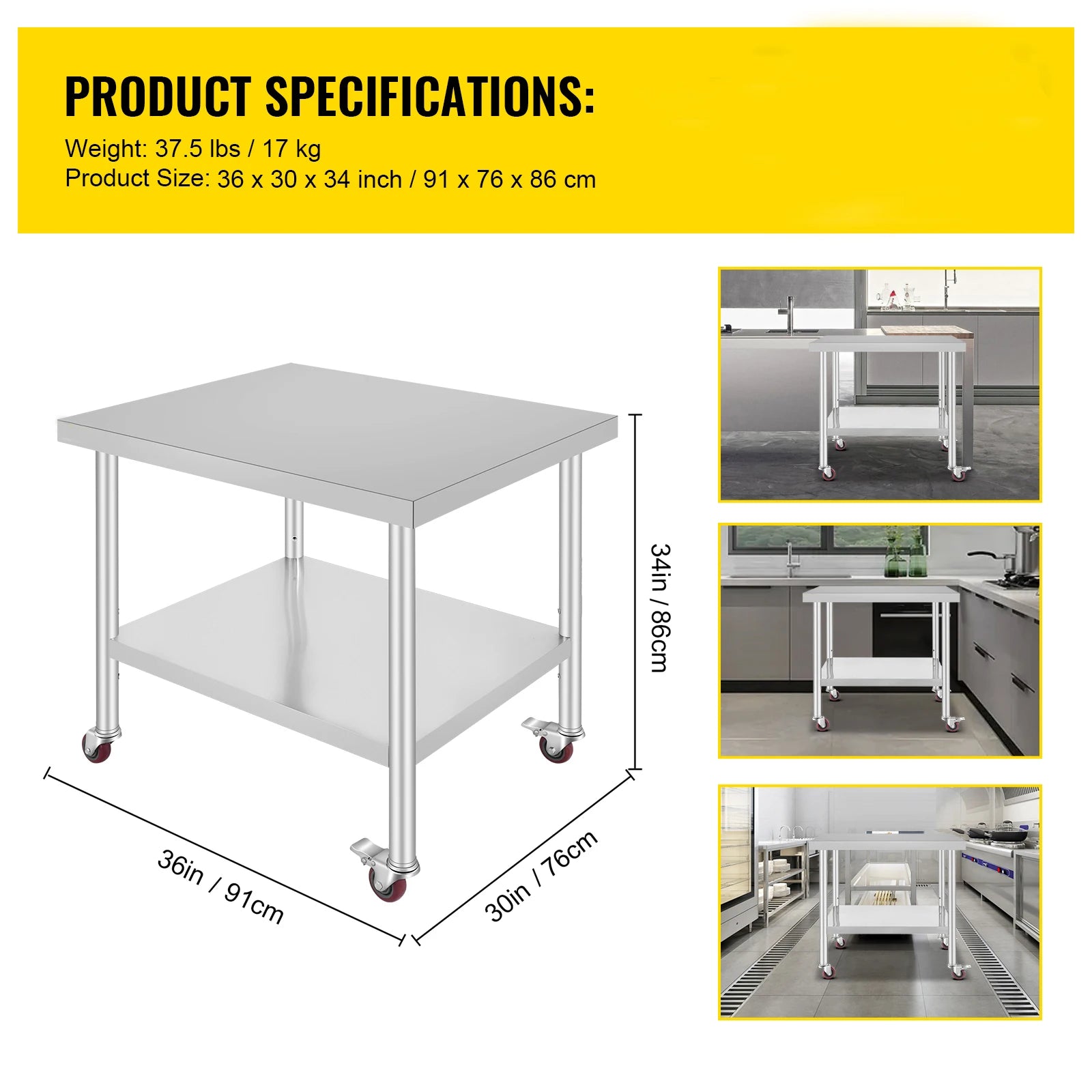 Stainless Steel Kitchen Worktable shelves Commercial Work Bench Table