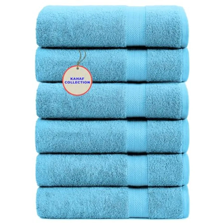 100% Cotton Bath Towels, 24x48 Pack of 6 Towels, Quick Dry
