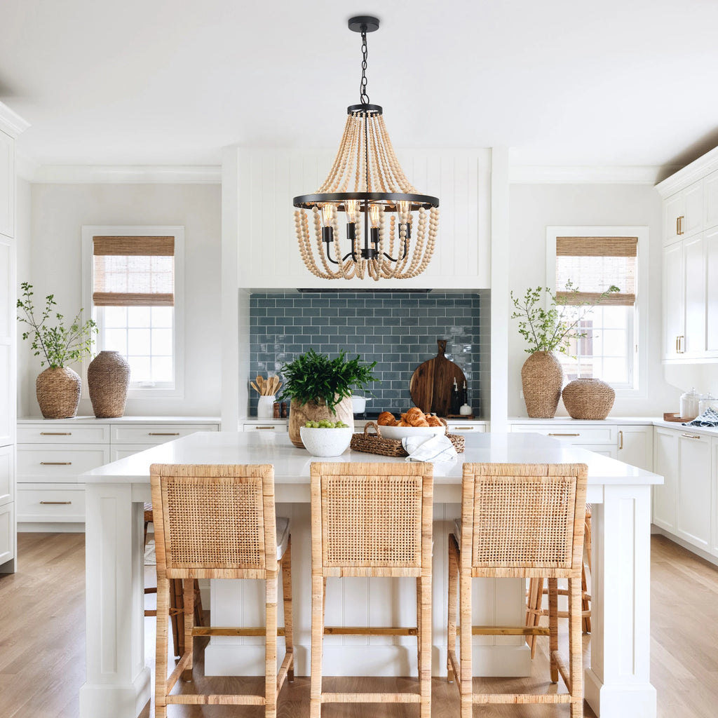 Modern Boho Wood Bead Chandelier