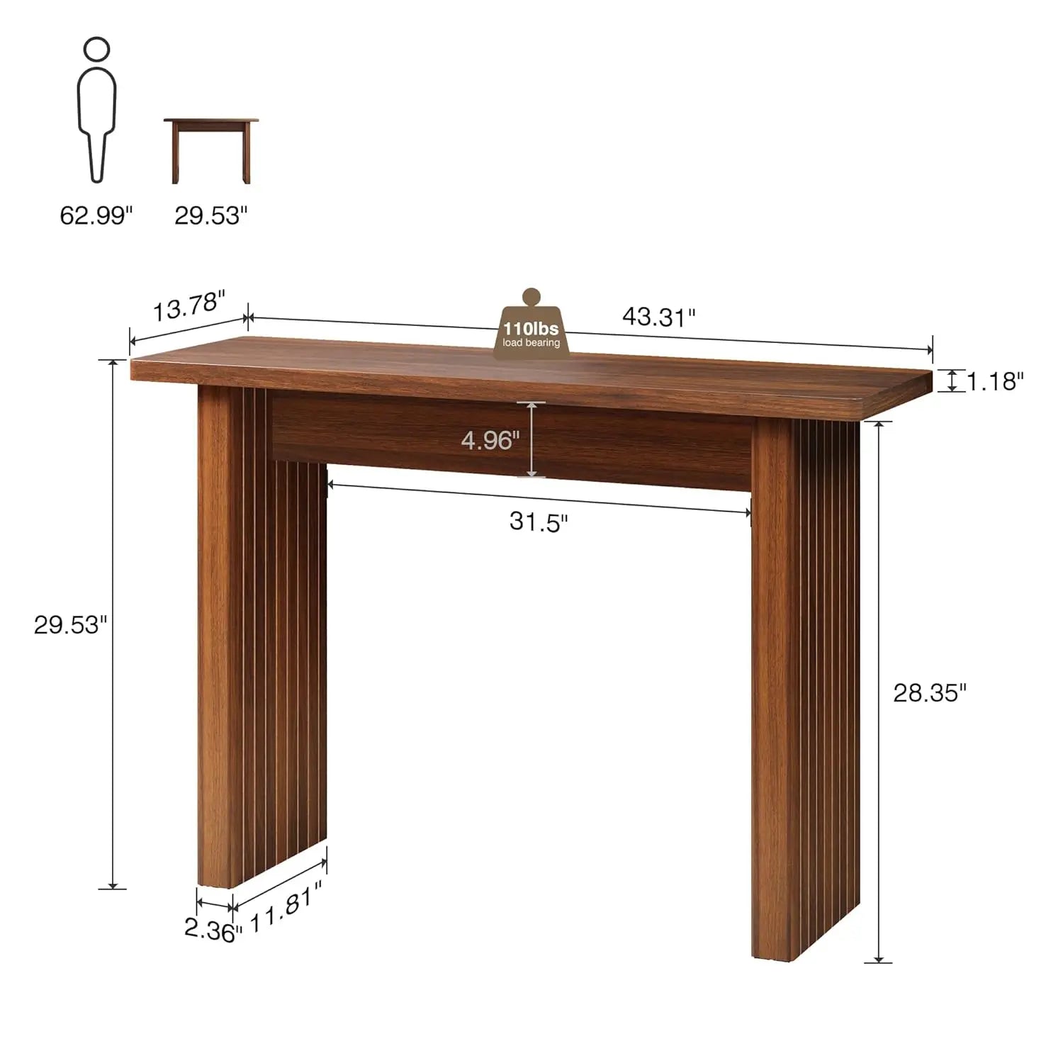 Add to your Foyer!! Fluted Wooden Rectangular Console & Sofa Table ,Narrow