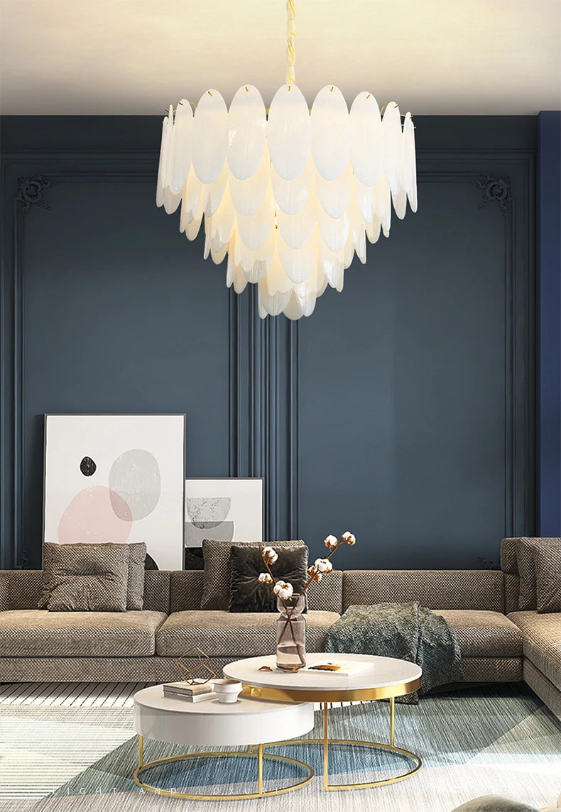 Lamp Luxury Feather Art Glass Chandelier Nordic Minimalism Chandelier French Style New Model LED