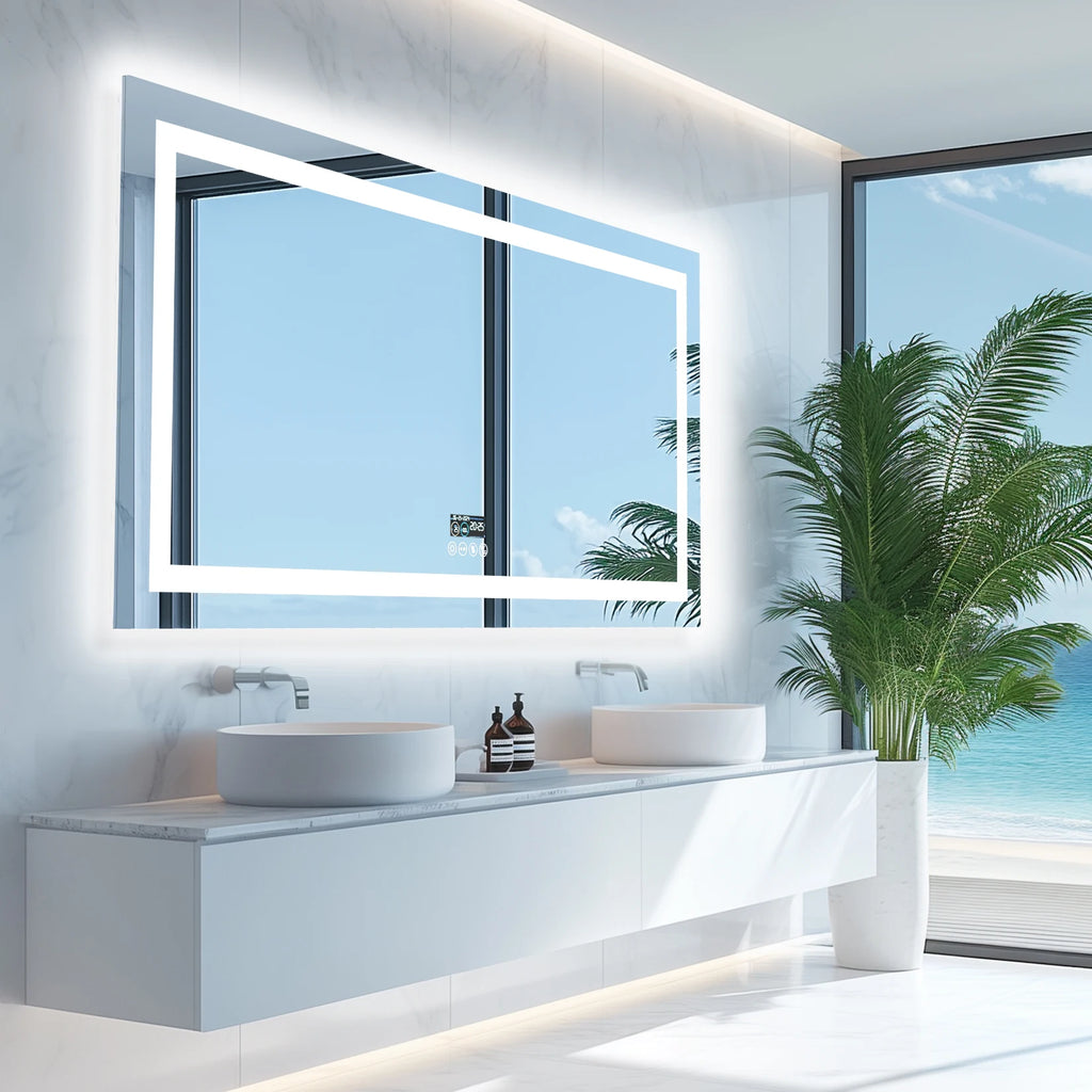 Musical LED Bathroom Mirror with Lights Vanity Make Up Mirror Dimmable