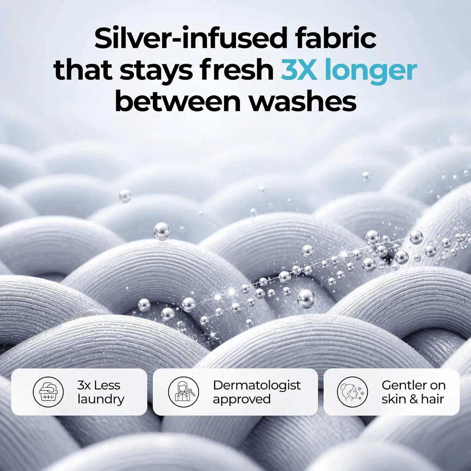 Silver Infused Bed Sheets Set Ultra-Soft Temp-Regulating Fabric Self-Cleaning Technology