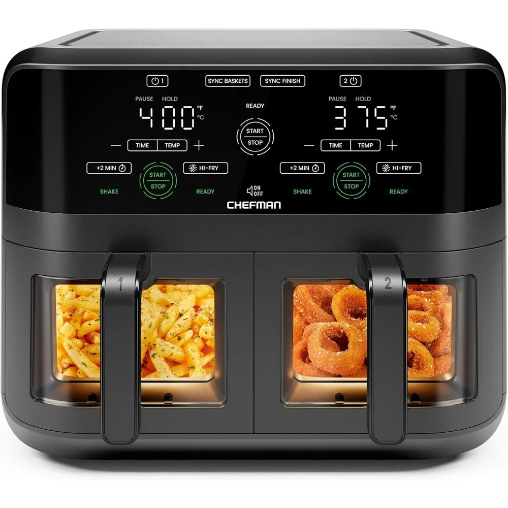 CHEFMAN 6 Quart Dual Basket Air Fryer Oven Easy View Windows
