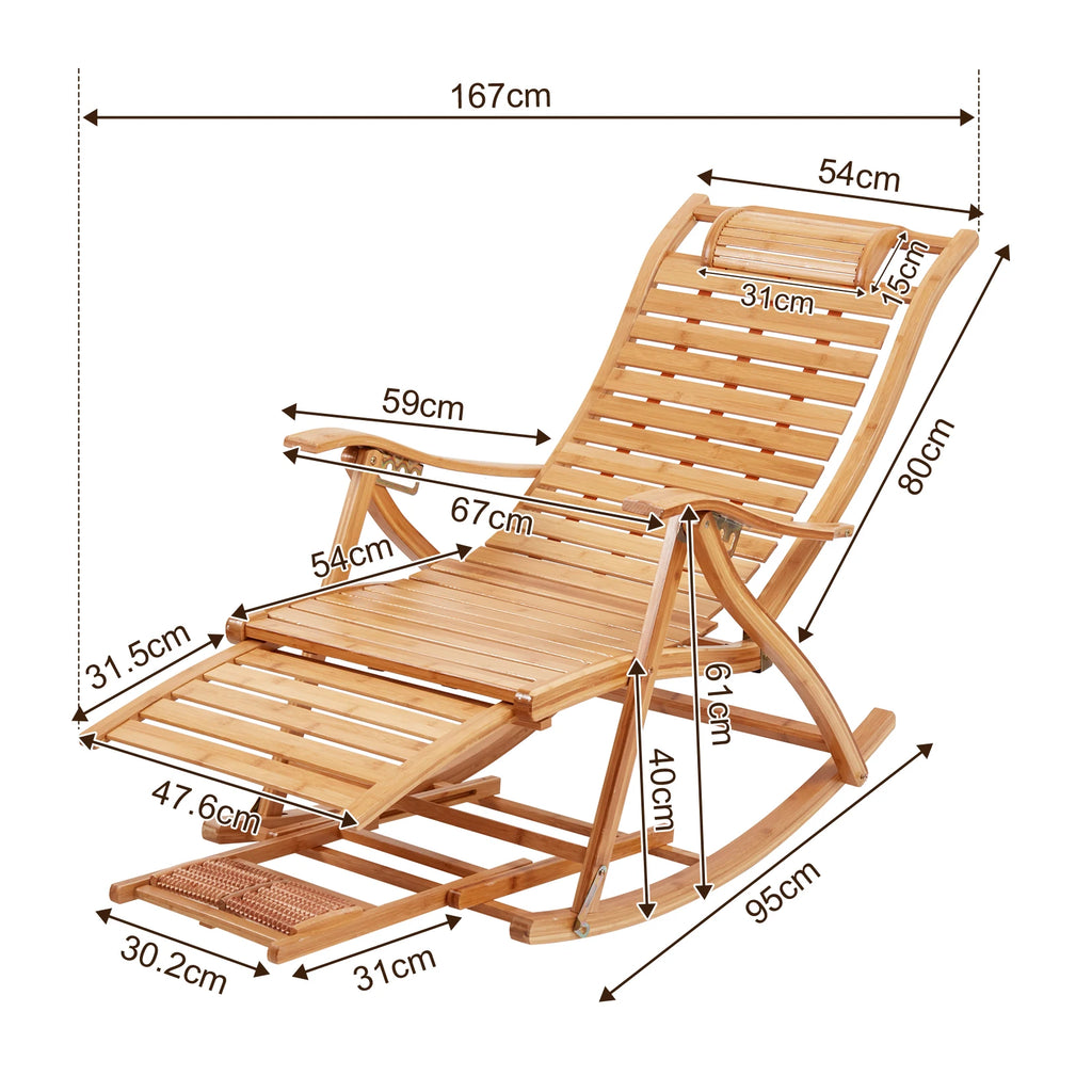 Bamboo Heavy Duty Folding Rocking Chair
