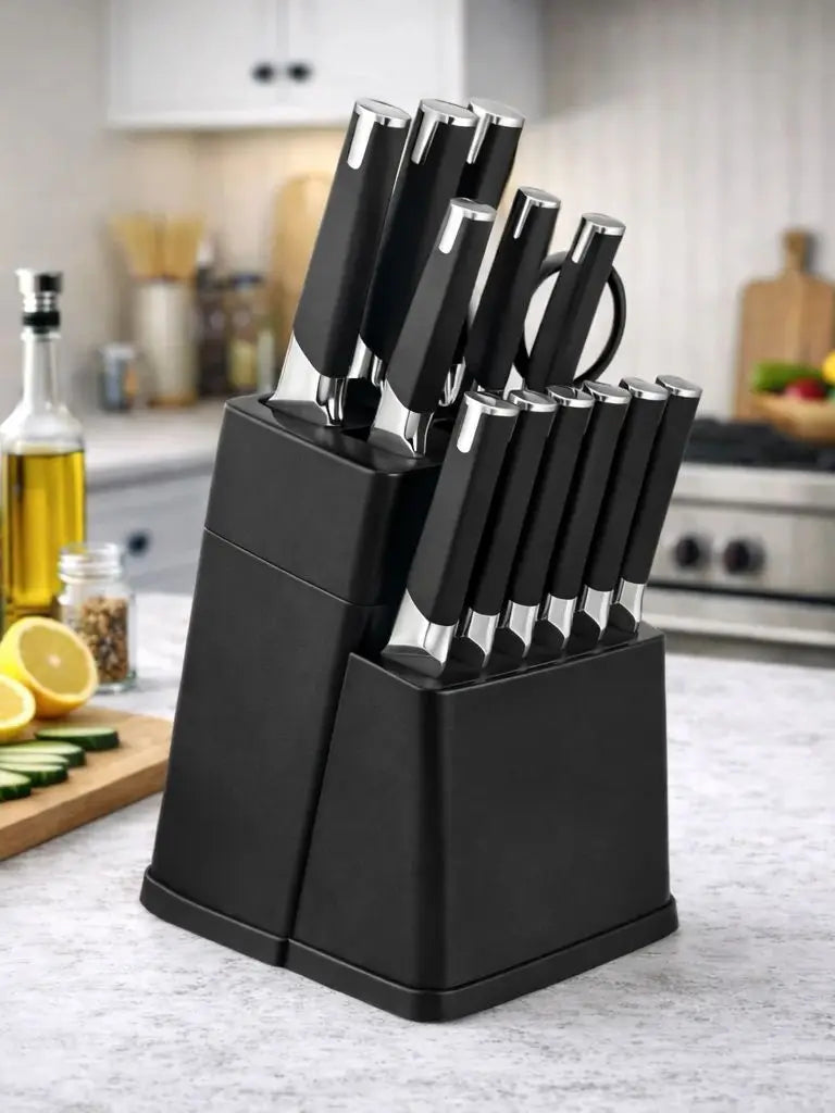 Awesome Gift Professional Kitchen Knife Block Set with 6 Steak Knives