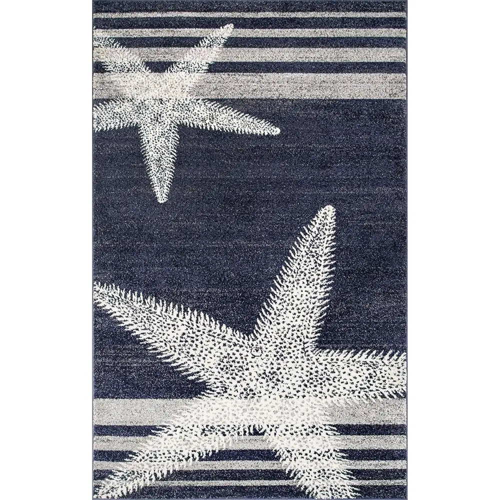 Thomas Paul Starfish And Striped Area Rug, 5X8, Blue