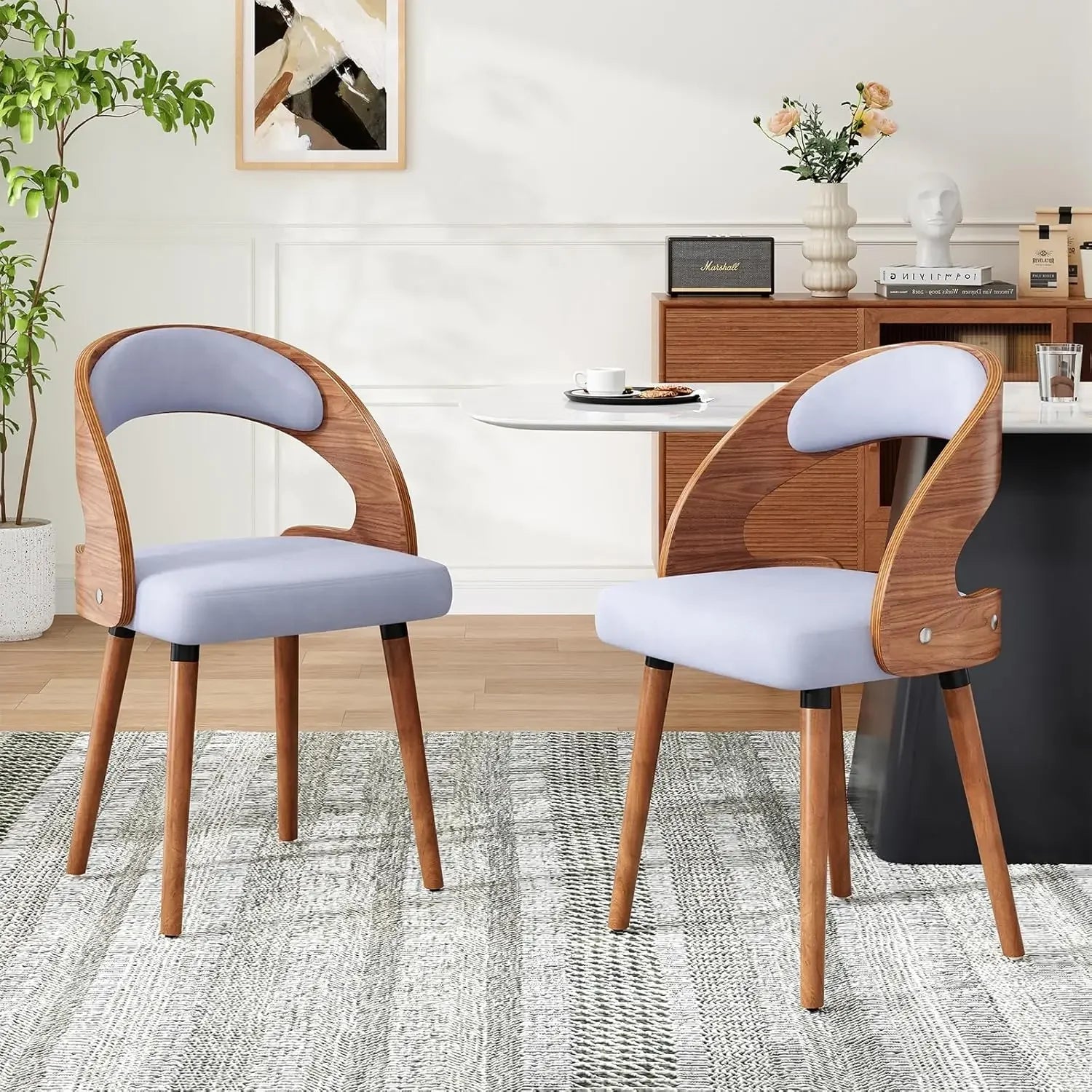 Modern Wood Dining Chairs Set of 4 Upholstered See Colors