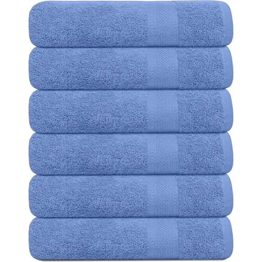 100% Cotton Bath Towels, 24x48 Pack of 6 Towels, Quick Dry