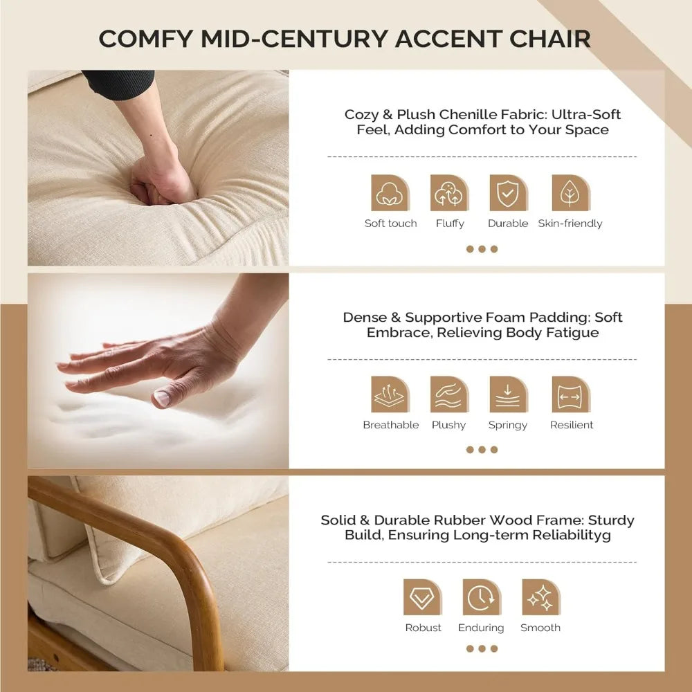 Chenille Mid-Century Modern Accent Chair