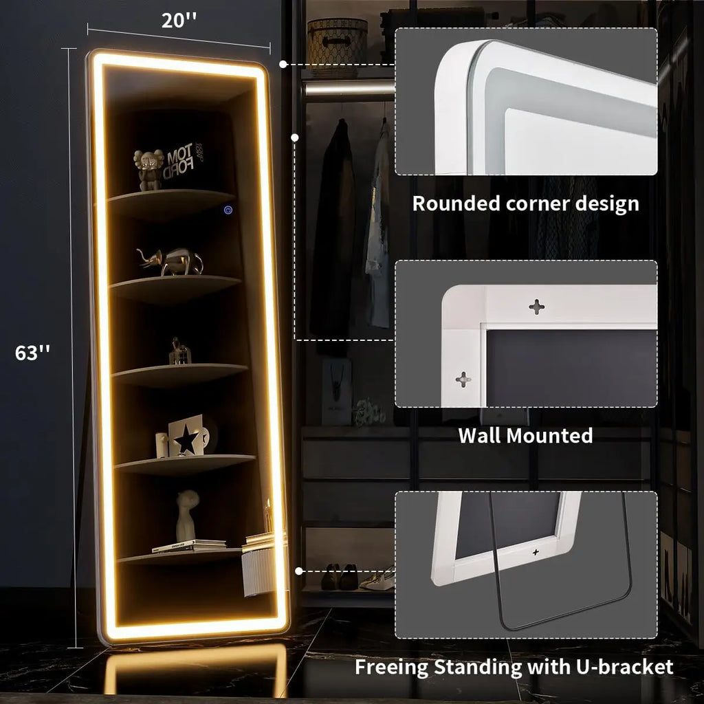 63"x20" Full Length Mirror with Lights,LED Mirror
