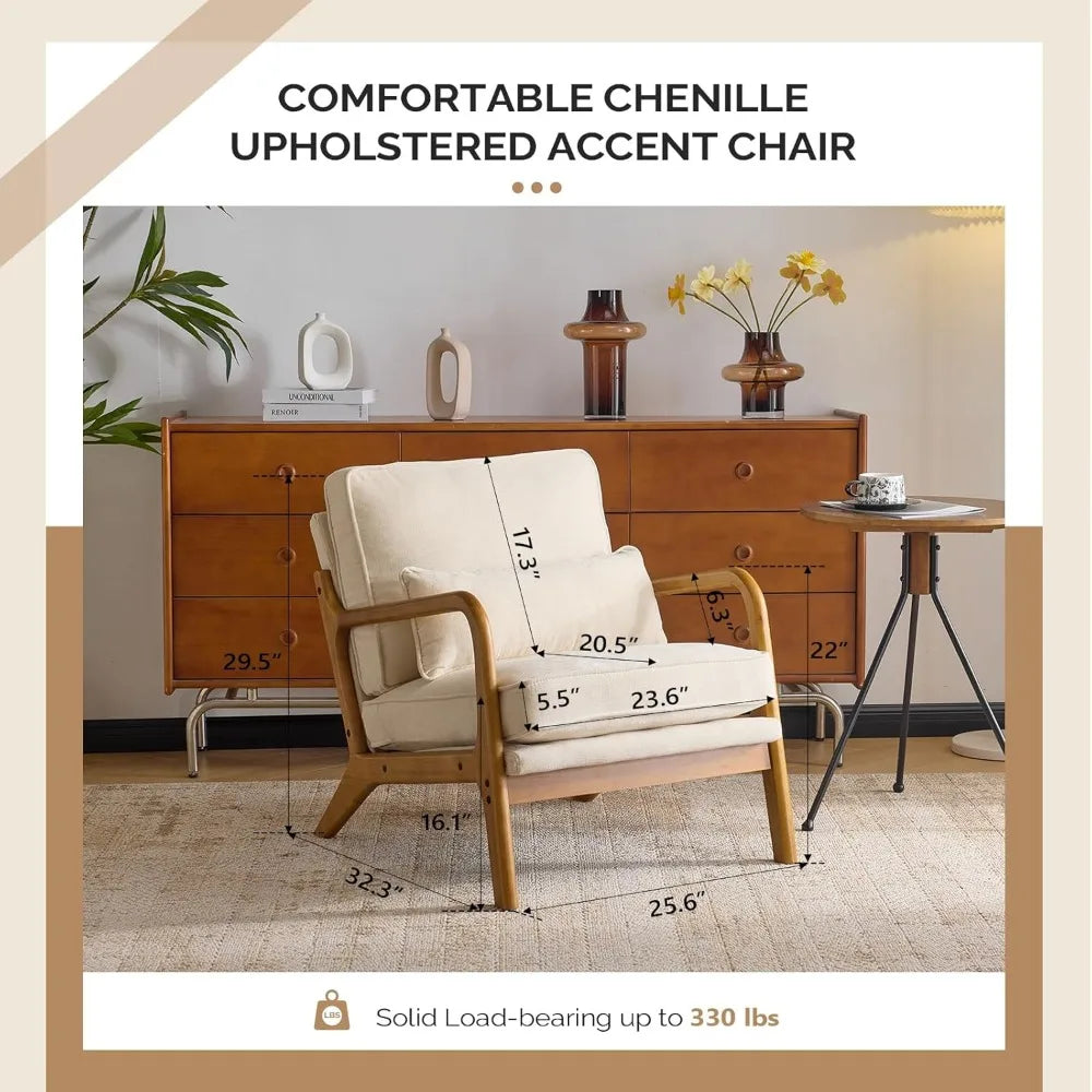 Chenille Mid-Century Modern Accent Chair