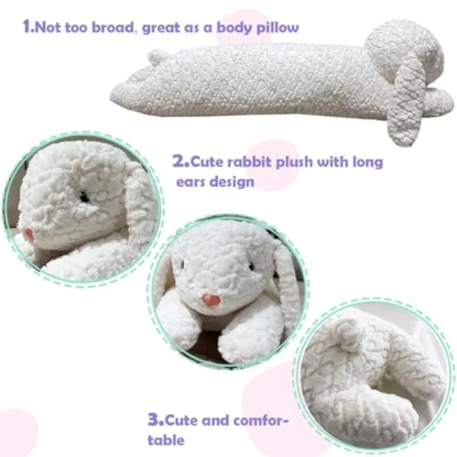 So Soft Rabbit Plush Pillow, Rabbit Stuffed Animal, Rabbit Plush Long Body Pillow