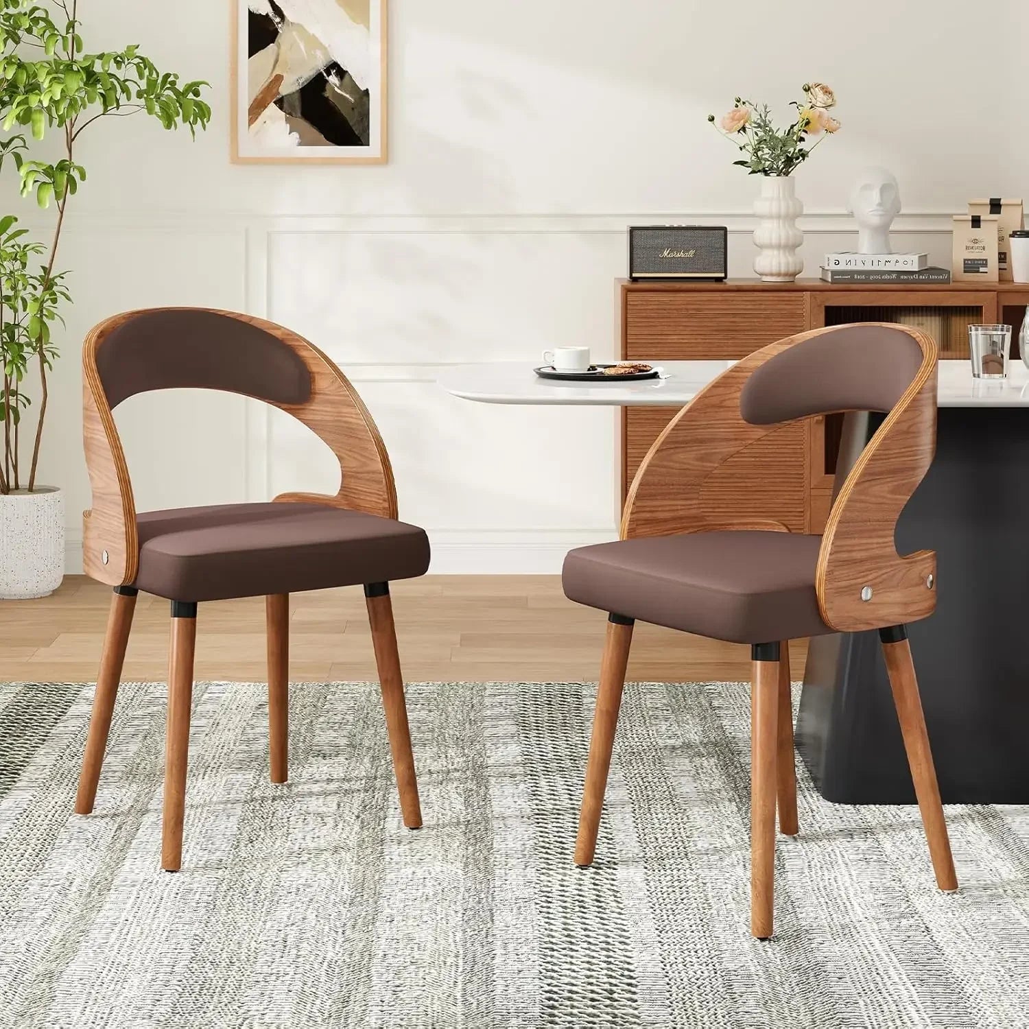 Modern Wood Dining Chairs Set of 4 Upholstered See Colors