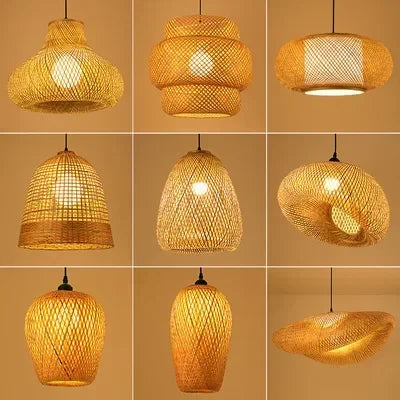 Newest Bamboo Pendant Lamps Ceiling Lights Rattan Wicker Hot Gold