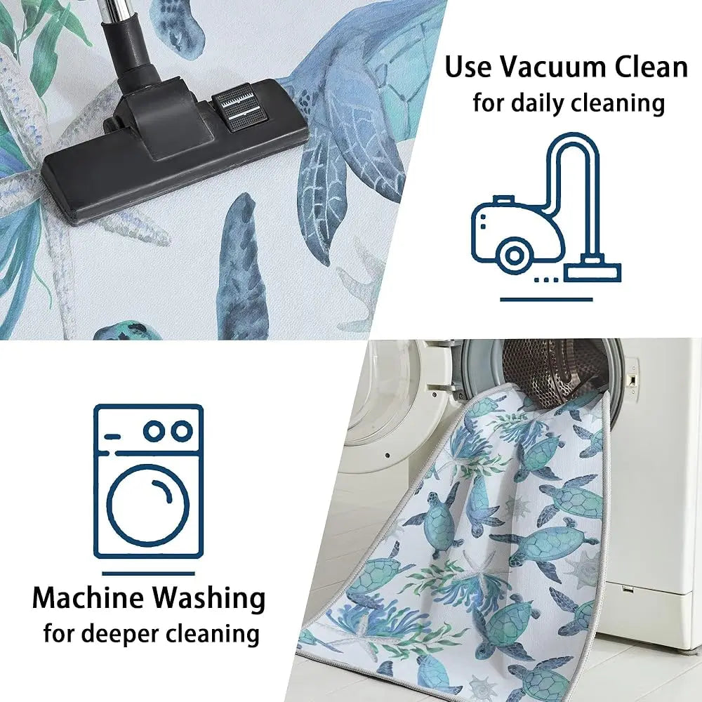 Coastal Sea Turtles Area Rugs Beach Themed Nautical Non Slip