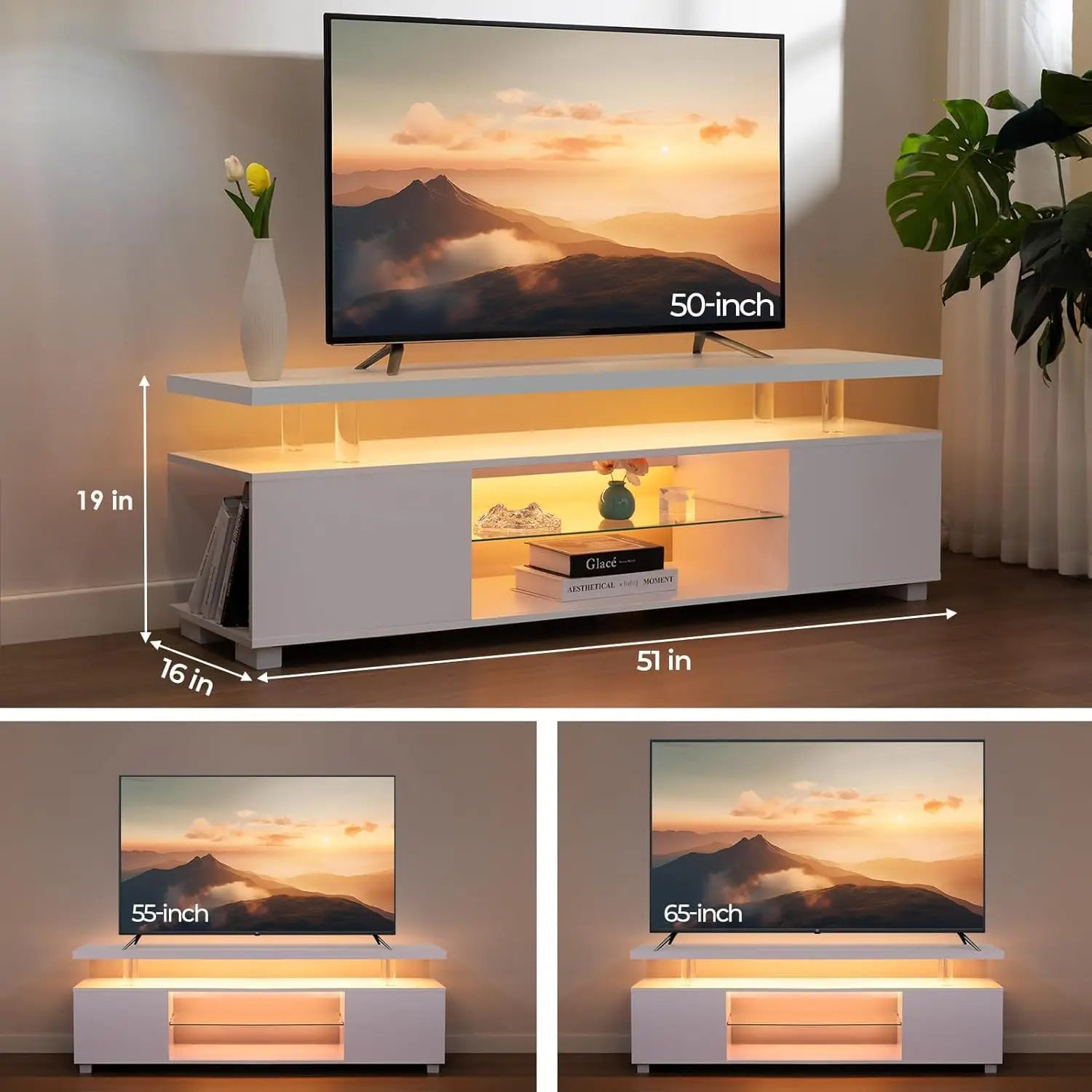 White TV Stands for Living Room LED TV Stand Modern