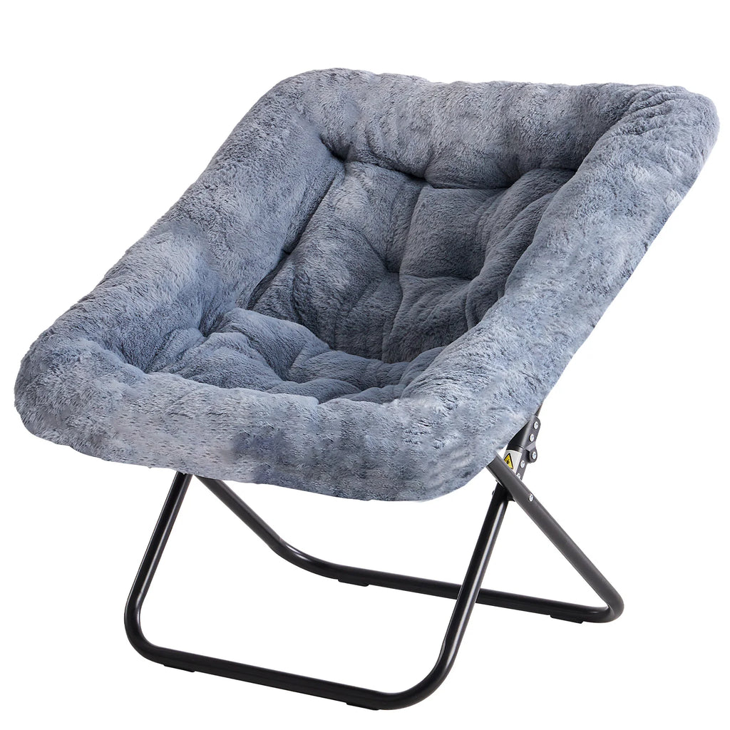 Modern Cozy Saucer Chairs Soft Faux Fur Large Size, Folding