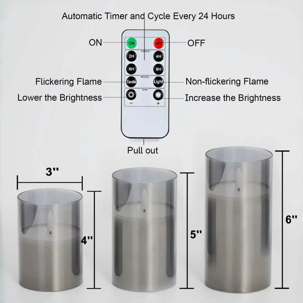 LED Candle Set with Remote Control and Timer — Warm, Flickering Light