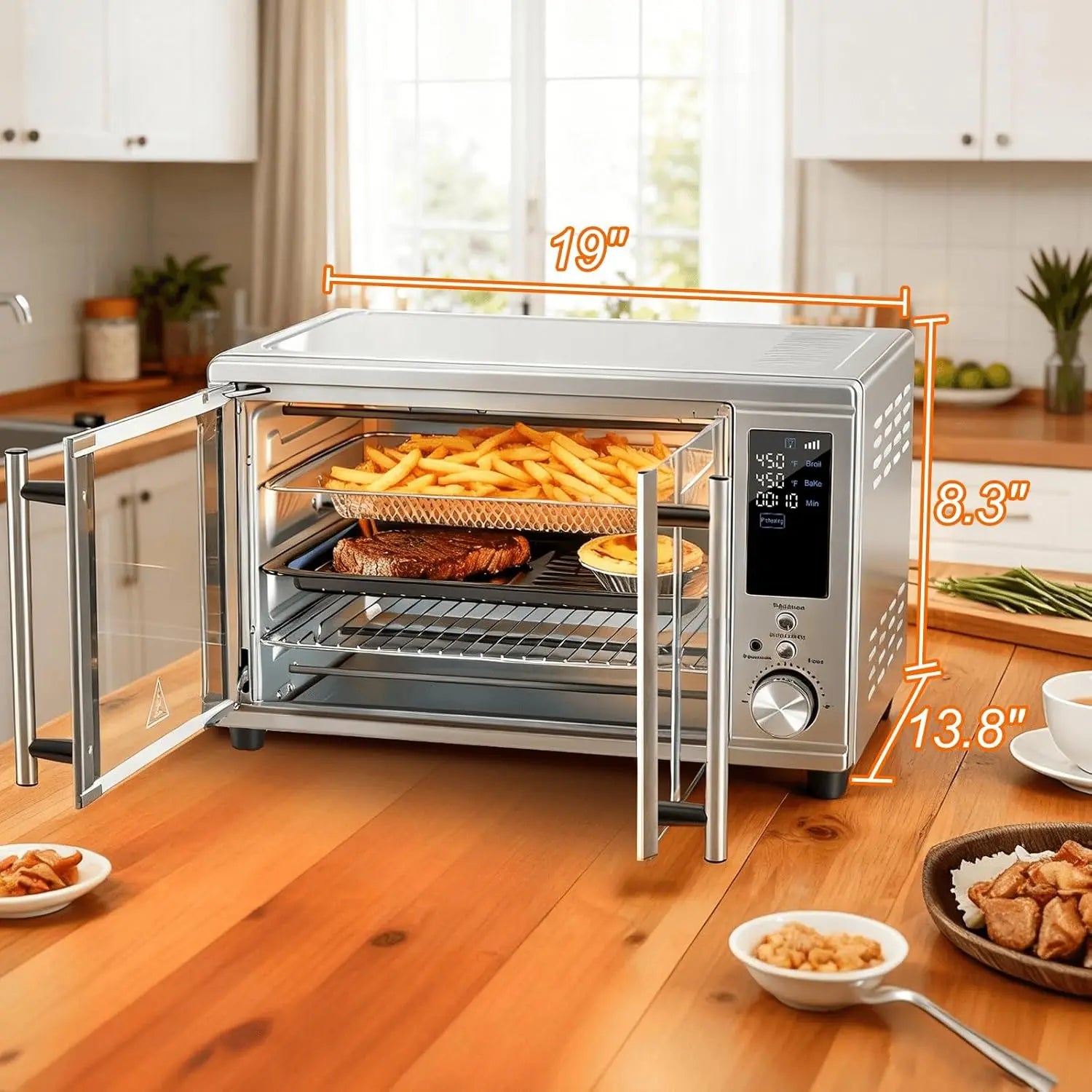 Air Fryer Toaster Oven Combo Dual Door, 29.6QT